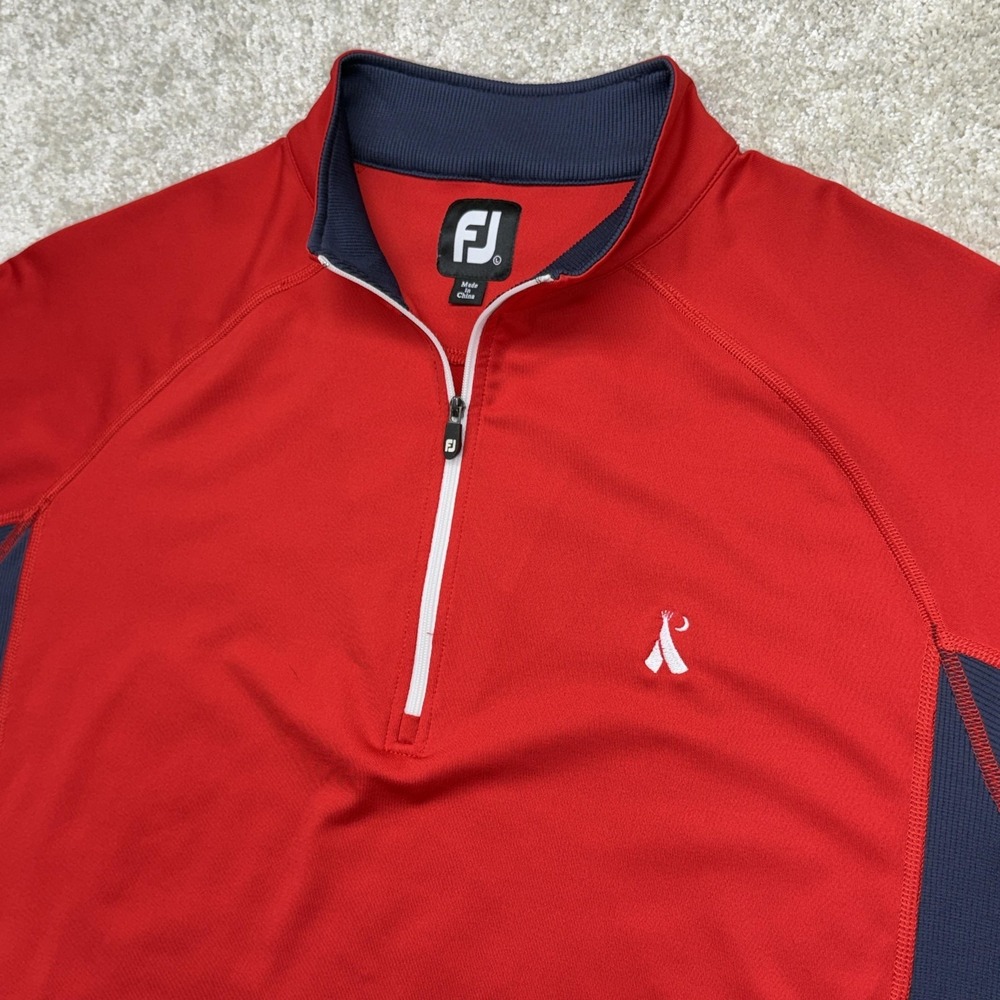 FootJoy Pullover Mens Large Red‎ Navy Colorblock 1/4 Zip Golf Mock Neck Top